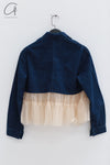 RENAISSANCE Denim patchwork tulle top RNS-KIRI-DLCF Indigo/dusty pink